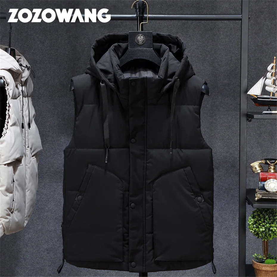 ZOZOWANG Camouflage Vest Men Winter Thick Vests Plus Size 8XL Sleeveless Jacket Male Casual Hooded Camo Vests Big Size 8XL