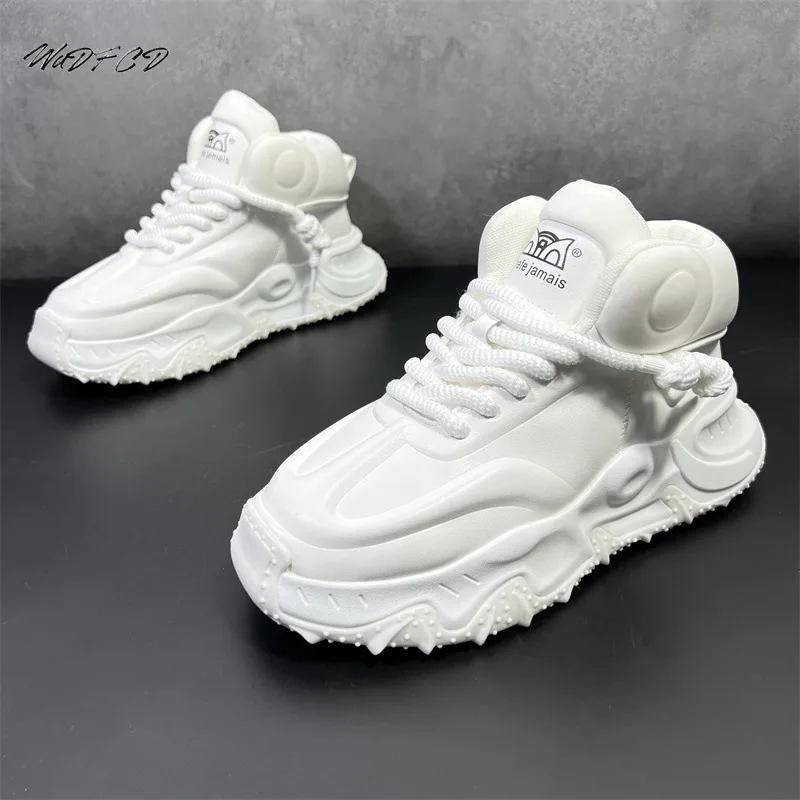 Chunky Sneaker Men Designer Winter Plush Warm Snow Shoes Fashion Casual Split Leather Upper Height Increased Flat Platform Shoes