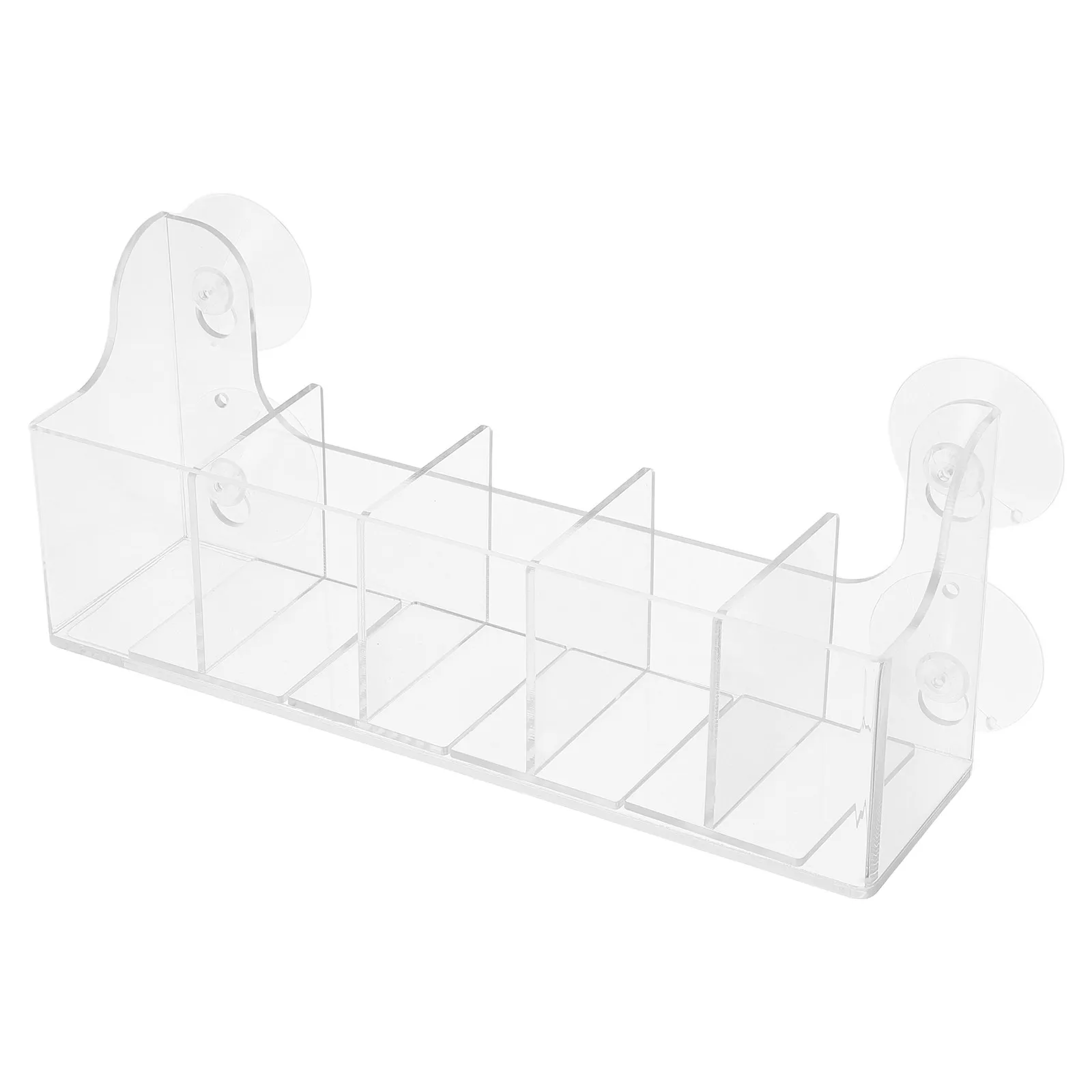 

Suction Cup Beverage Rack 5 Compartment Adjustable Drink Organizer Removable Chocolate Shelf Refrigerator Door Storage Rack