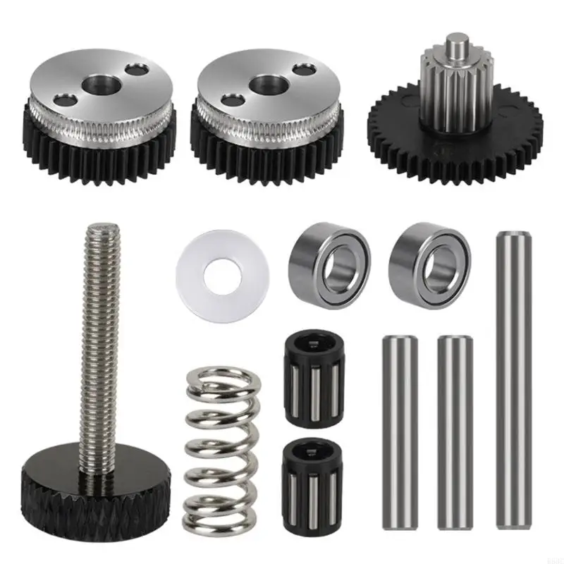 

R53C Precise Double Drive Gear Set Hardened Steel for 3D Printer Extruders Enhances Push Force and Reduced Skid