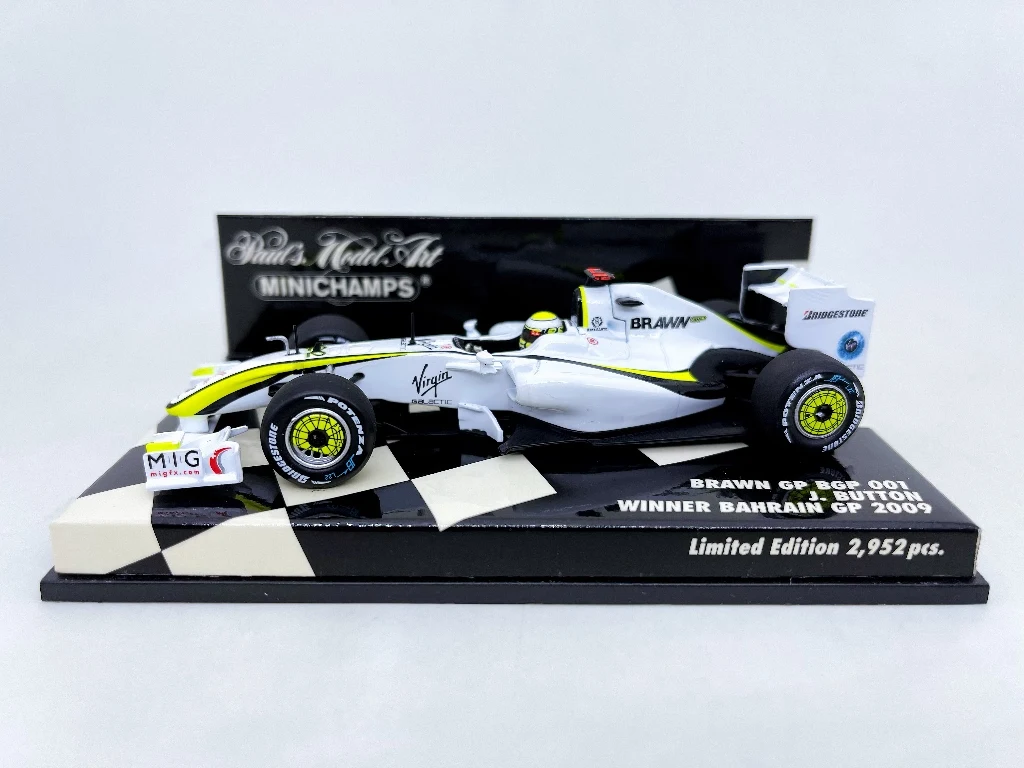 Minichamps-Modelo Estático de Metal, Edição Limitada, 1:43, F1, 001, 2009, Jenson Button, Simulação Toy, Presente