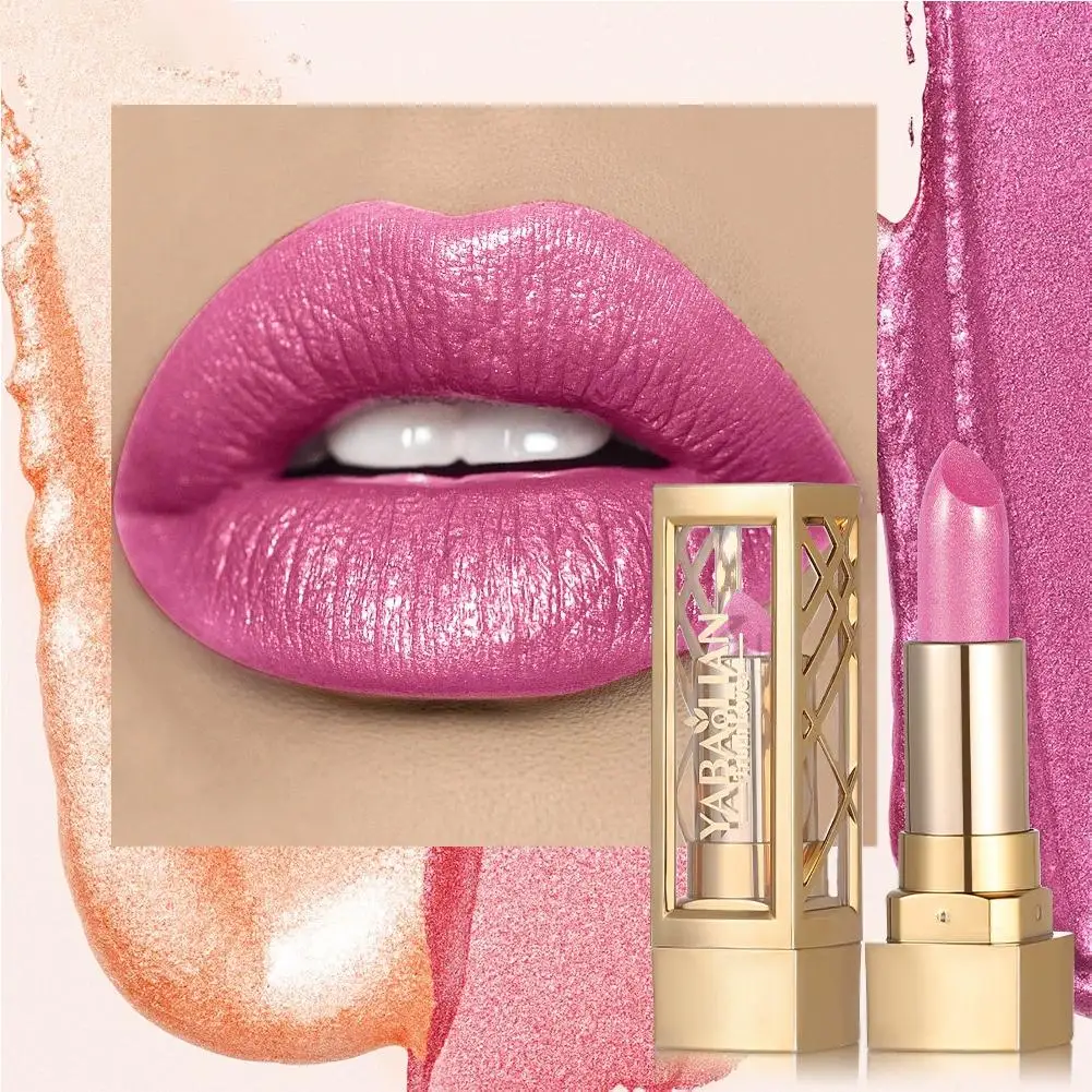 Lápiz labial hueco de lujo, brillo nacarado mate, terciopelo brillante, maquillaje duradero desnudo, lápiz labial sólido resistente al agua Re S3M2
