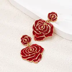 Earrings For Women Exaggerated Rose Heart Shape Temperament Retro Ear Accessories Holiday Party Gift Fashion Jewelry DE111