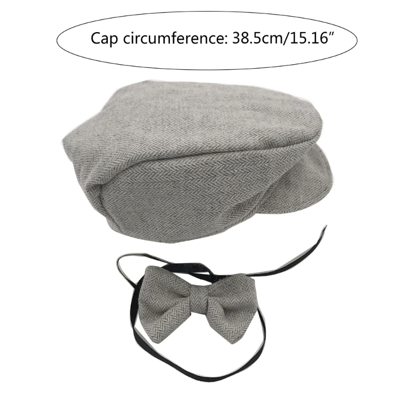 Newborn Baby Photography Props Boy Girl Fashion Gentleman Hat with Bow Tie Baby Photo Outfits 0 to 3 month