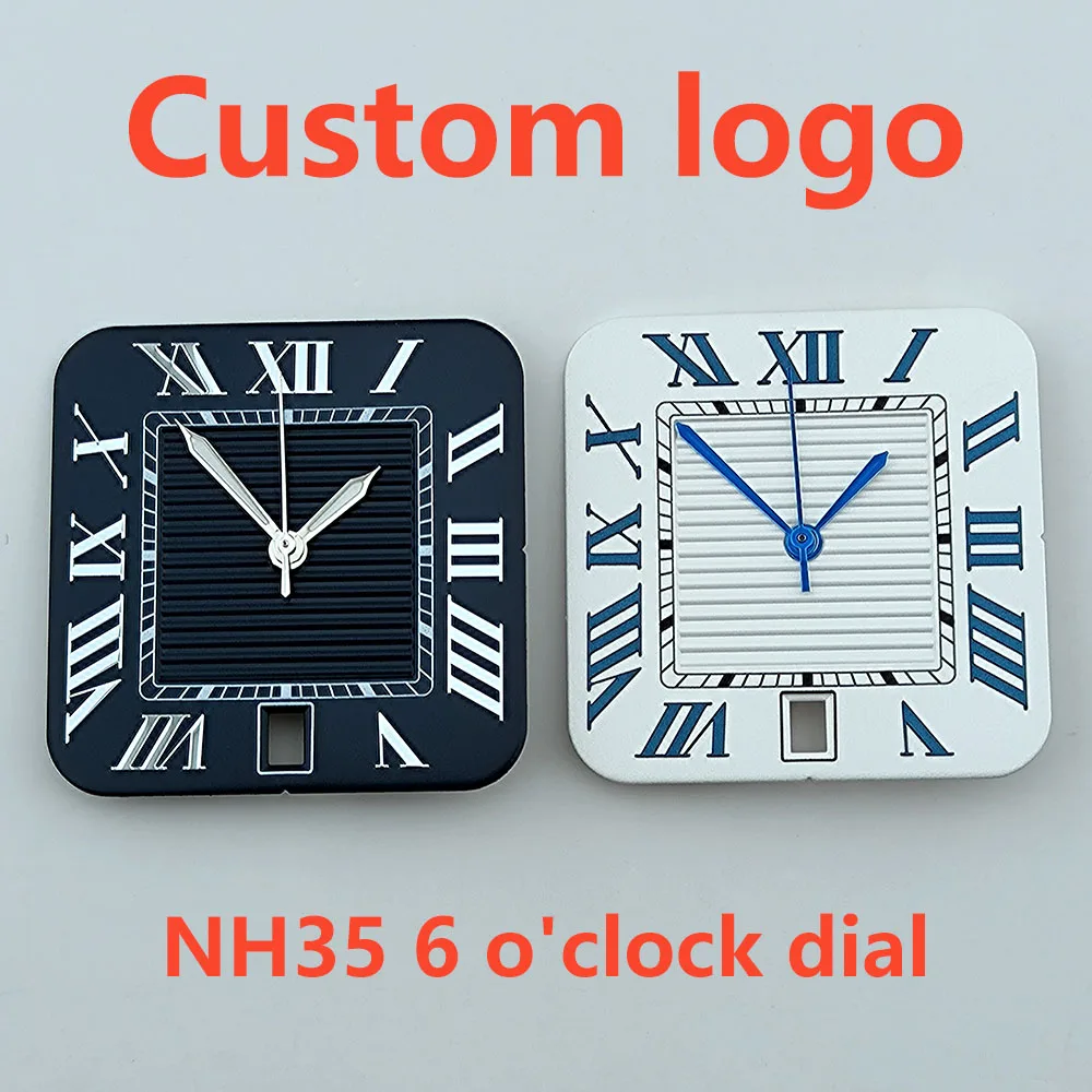 watch dial N H35 Dial Custom Logo Square Dial Roma/Arabic Numeral Dial Square watch fit NH 35 date at 6 o'clock movement Watch