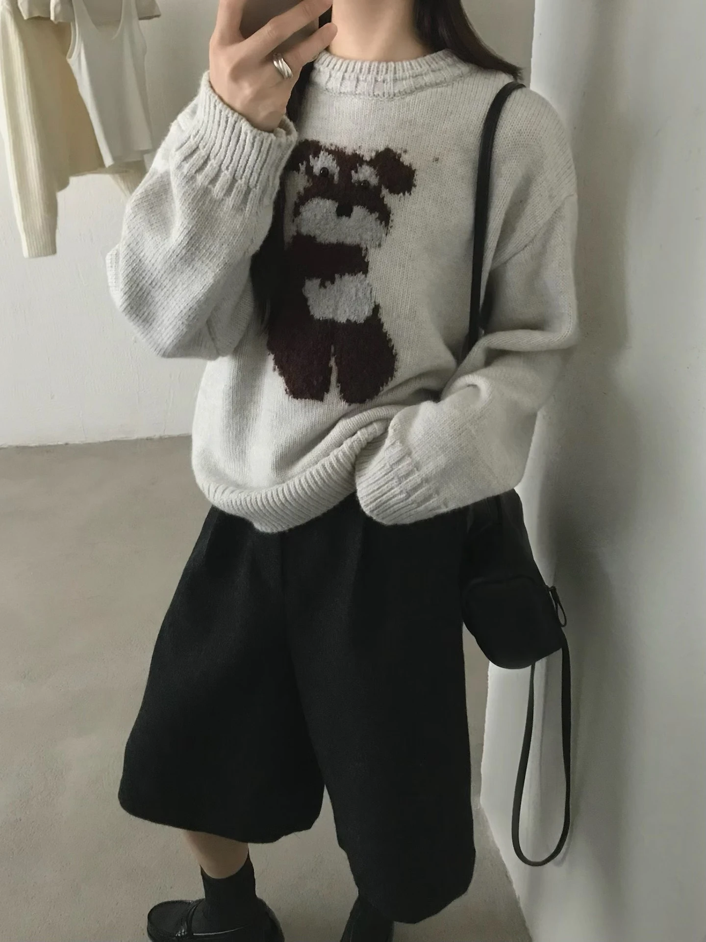 لينة Plu جولة Ne البلوز Fce الكلب طباعة سترة المرأة الخريف الشتاء كسول Sle تخفيض العمر تنوعا محبوك أعلى #1