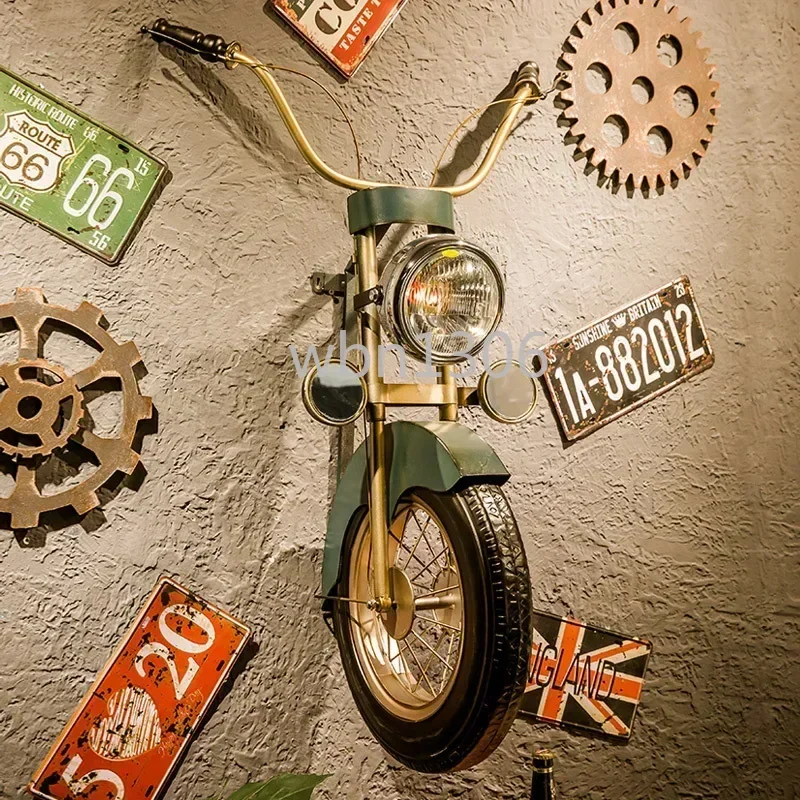 

Wrought iron 3d three-dimensional motorcycle wall decoration bar restaurant creative metal pendant retro industrial style