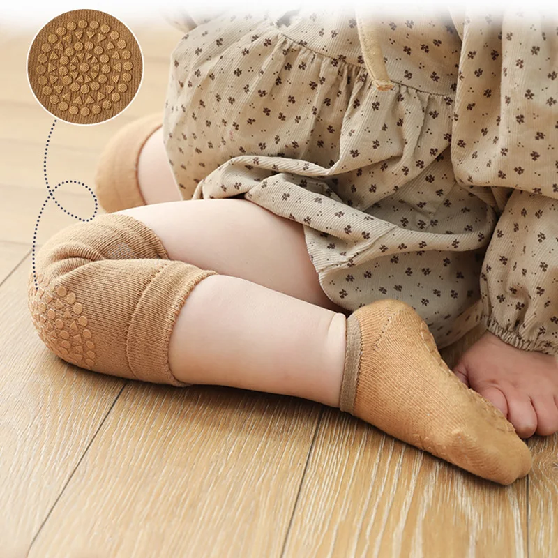 Conjunto de meias de joelheiras anti-derrapantes para bebé, protetor de piso infantil, criança, menino, item de cor sólida, primavera, outono