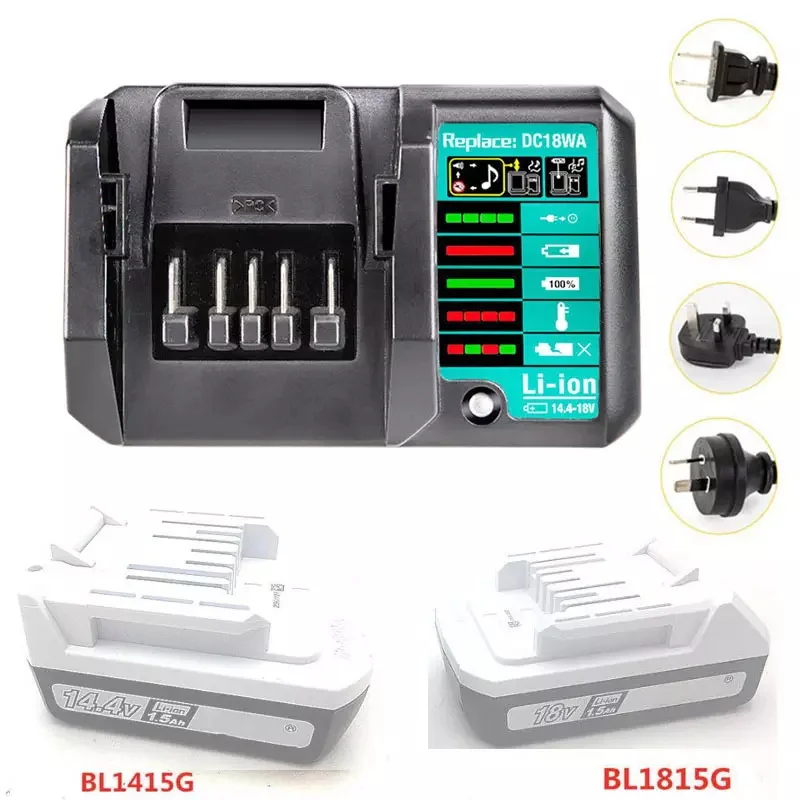 Imagem -03 - Carregador de Bateria Li-ion para Makita Bateria de Lítio Dc18wa 14.4v 18v Bl1415g Bl1413g Bl1815g Bl1820g Bl1811g Bl1813g