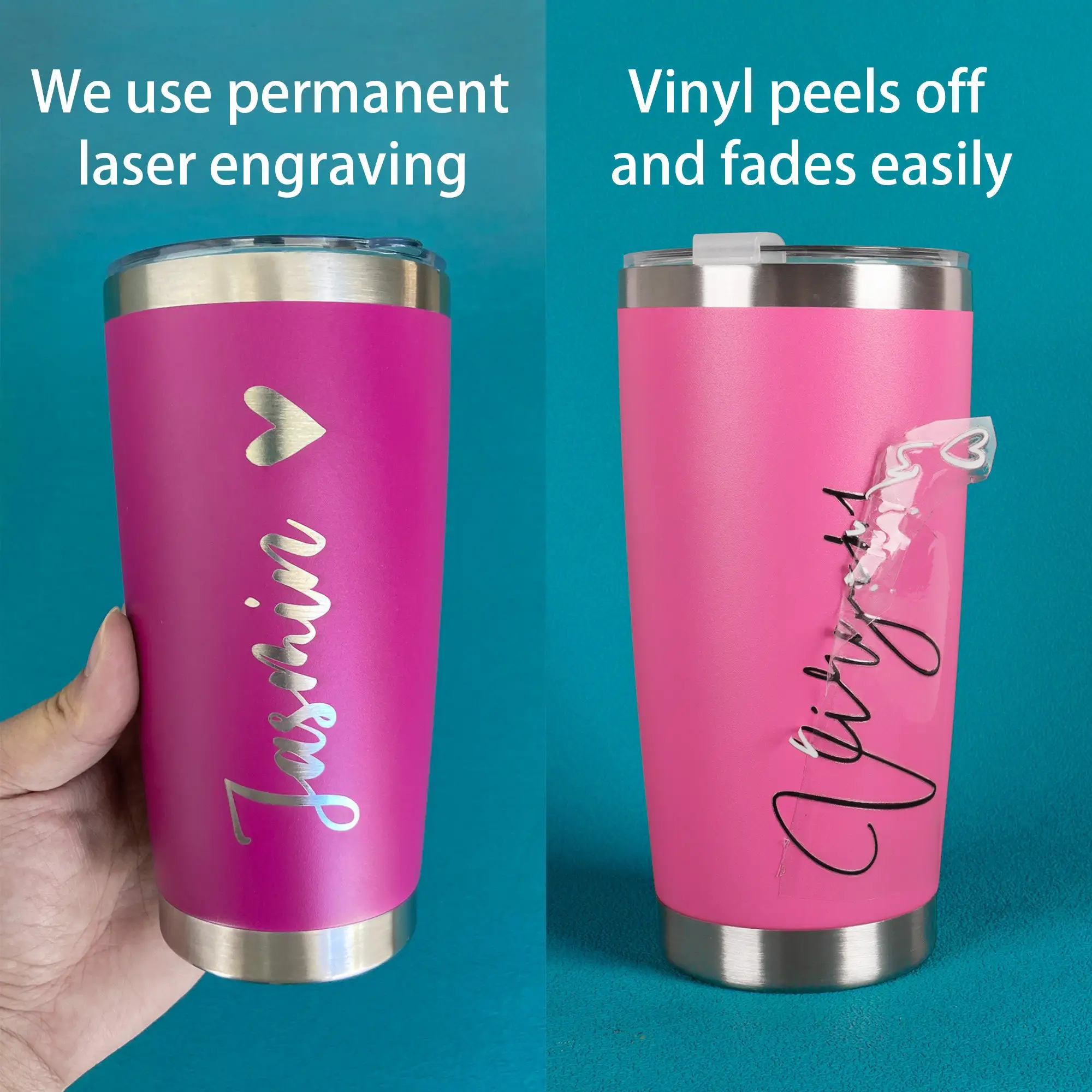 Personalized 20 OZ Tumbler, Custom Travel Mug, Laser Engraved Tumblers, Stainless Steel water cup, Insulated Bridesmaid Tumbler
