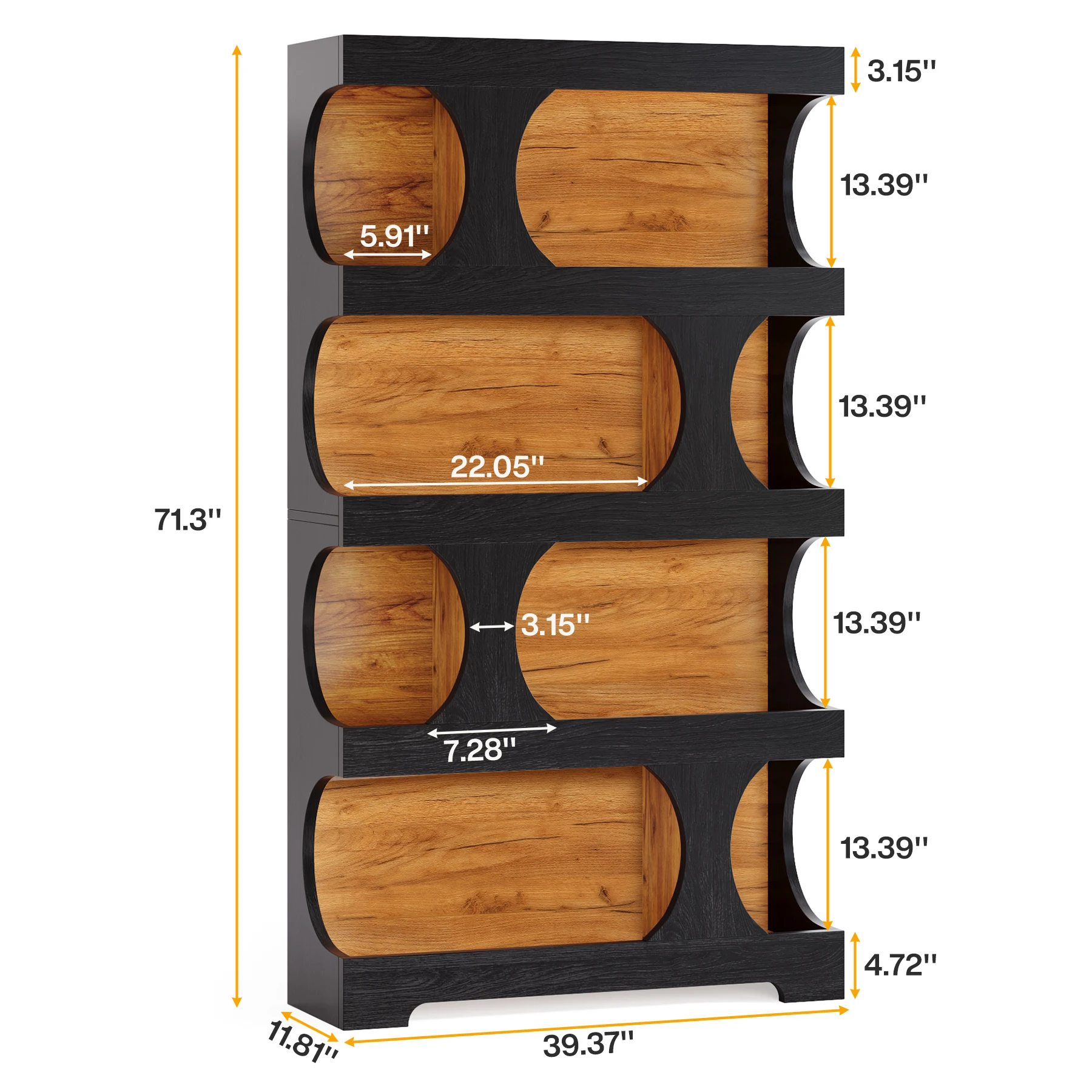 خزانة كتب طويلة مقاس 71 بوصة من Tribesigns، رف كتب على شكل حرف S مكون من 4 طبقات، رفوف تخزين خشبية مزخرفة، أرفف عرض حديثة قائمة بذاتها