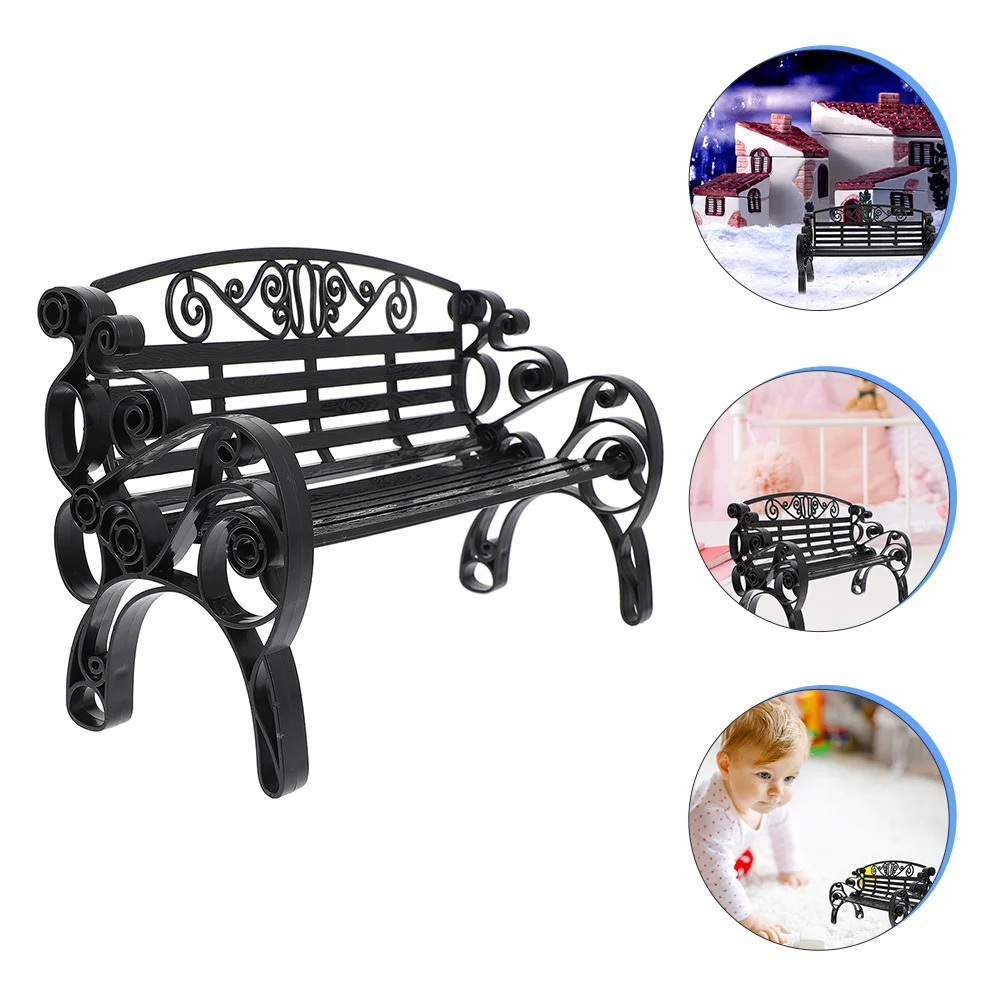 2 Pcs Chair Model House Mini Bench Dollhouse Small Accessory Toys Accessories Garden Decor Dollhouses Decoration Plastic
