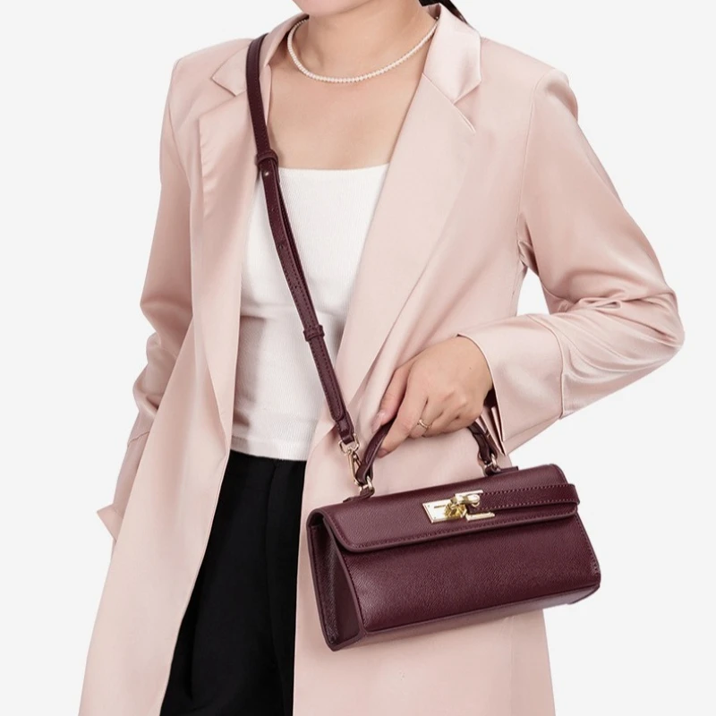 Exquisite Small Top Handle Shoulder Bag with Gold Hardware, High-Quality Women's Crossbody Bag for Fashionable Style, 2026 Trend