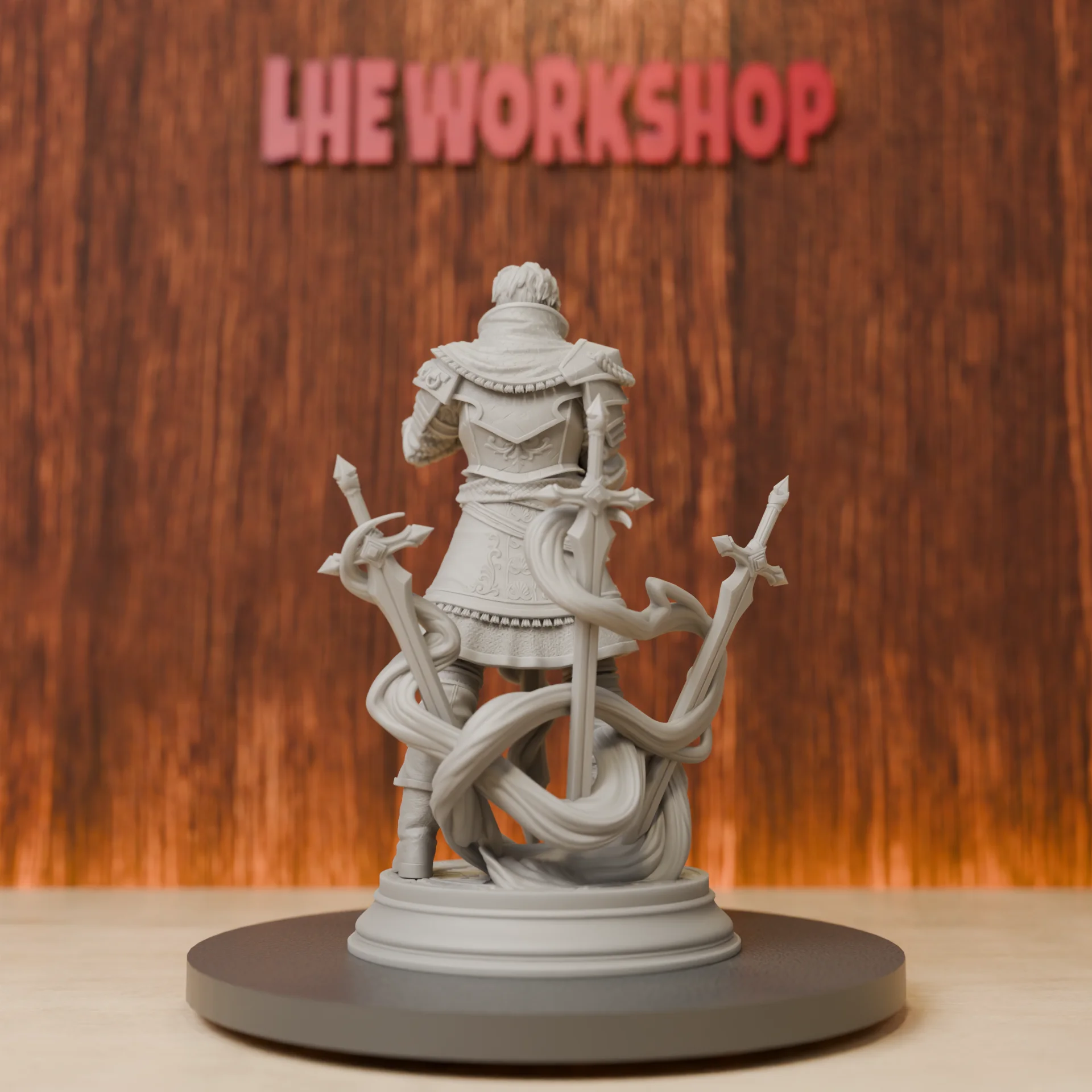 Human Eldritch Knight Miniatures | 28mm-75mm | Resin 3D Printed DND Pathfinder Mini | Unpainted Grey