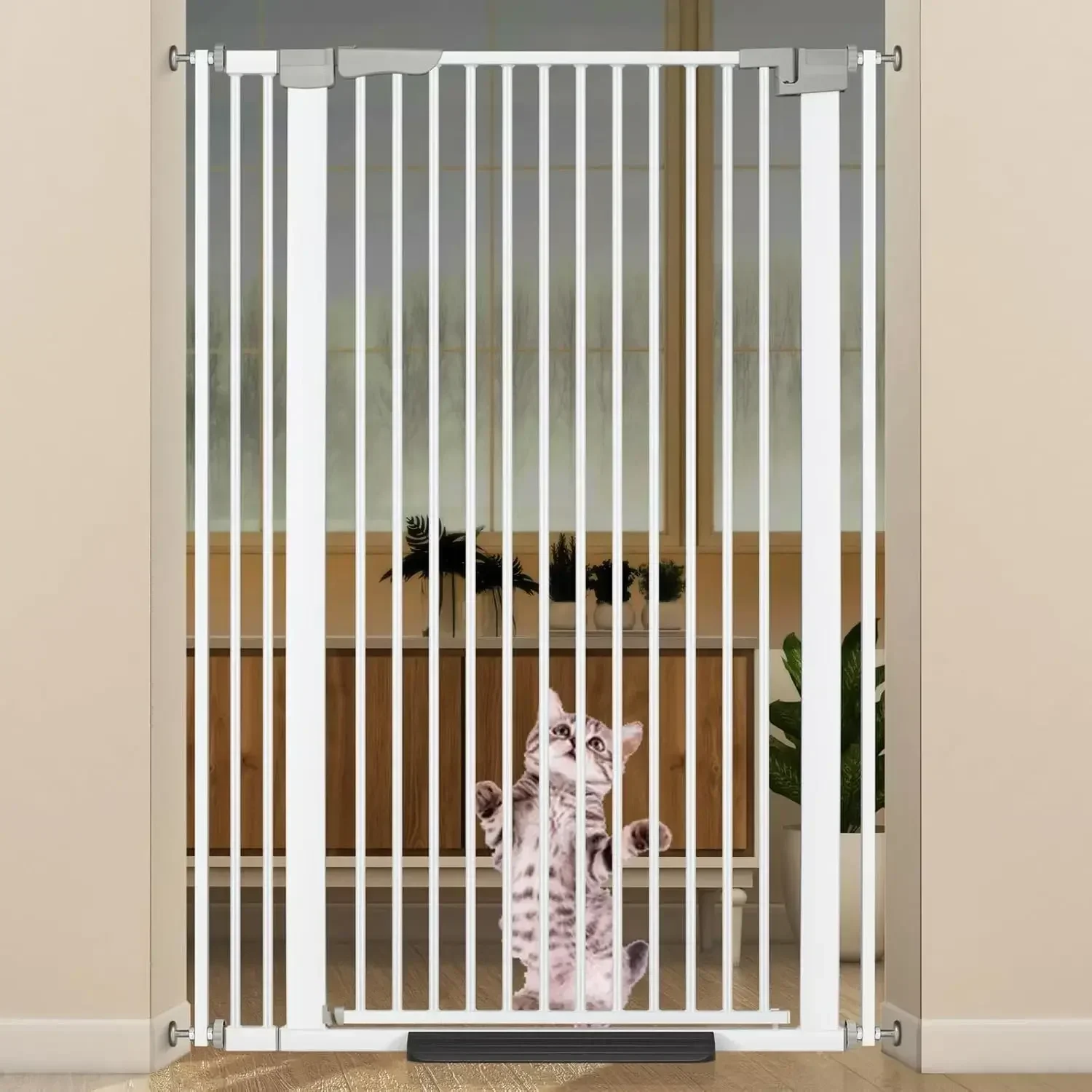 

51.18" Extra Tall Cat Gate for Doorway, 30.5"-40" Auto Close Pet Gate Include 2.75" and 5.5" Extension Kits, No Drilling Pressur