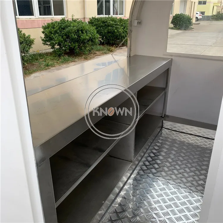 عربة طعام متنقلة باللون الأبيض 220E مع نافذة مزدوجة شاحنة طعام للشارع عربات آيس كريم يتم شحنها عن طريق البحر