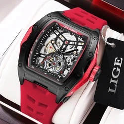 LIGE Business Watch Men Sports Military Waterproof Men's Mechanical Wristwatches Top Brand Luxury Square Automatic Watch For Men