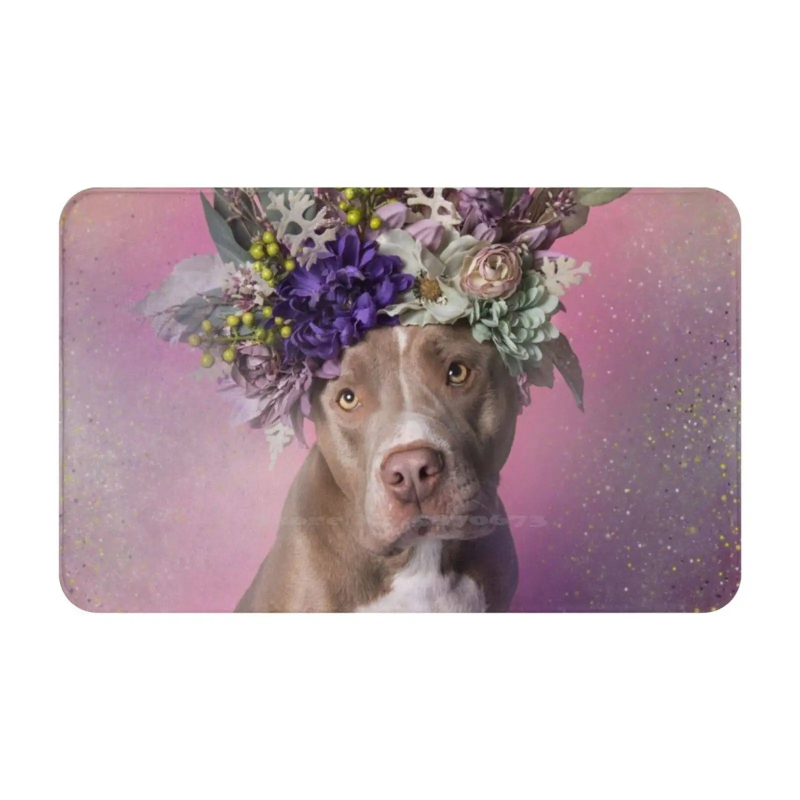 Flower Power , Soft Foot Pad Room Goods Rug Carpet Pit Bull Flowers Dog Rescue Shelter Love Flower Crown Pitbull Sophie Gamand