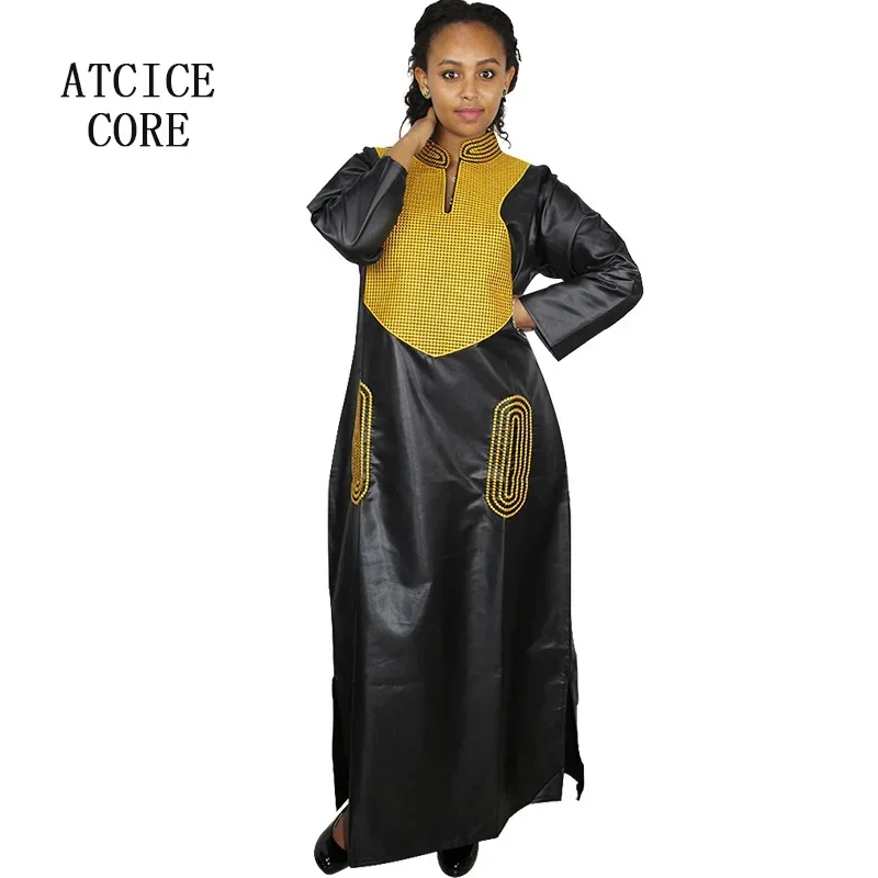 Dashiki Dress African Dresses For Women Silk Dress Embroidery Design Long Dress Without Scarf