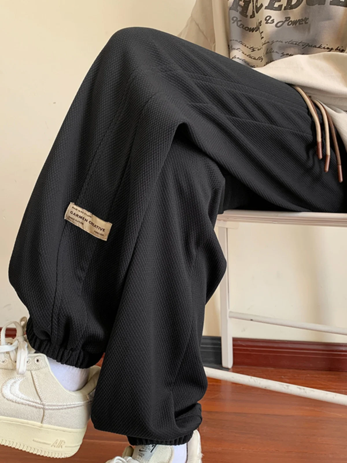 

Мужские спортивные брюки-шаровары оверсайз в американском уличном стиле, летние повседневные брюки, модные брендовые плотные спортивные штаны