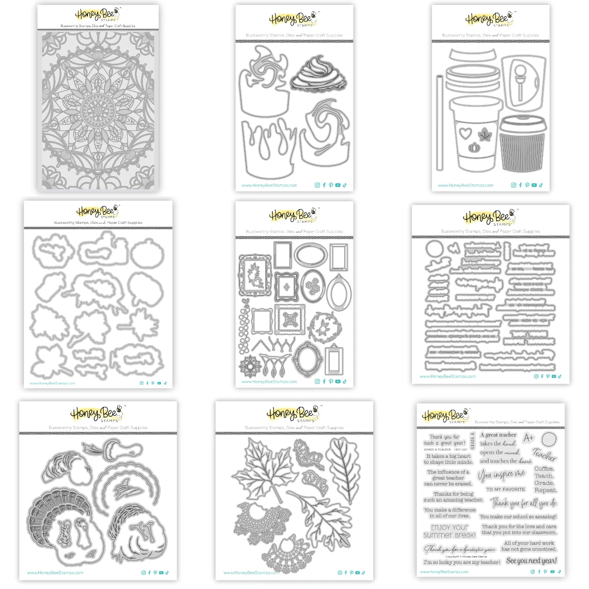 Honeybeestamps Hoosier Cabinet Otoño 2025, nuevos troqueles de corte, plantilla de decoración para diario de recortes, plantilla en relieve, saludo DIY