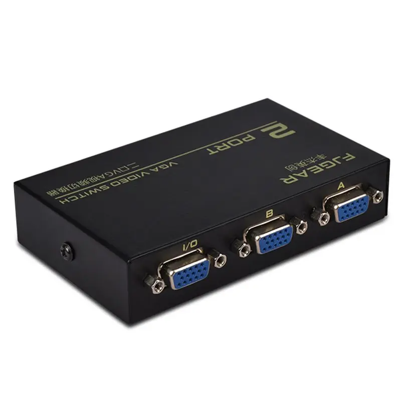 FJGEAR VGA Splitter Box 2 In 1 Out 2 Port 130Mhz Bandwidth VGA Switch 2 For PC To 1 Monitor Switcher Adapter For PC Monitor