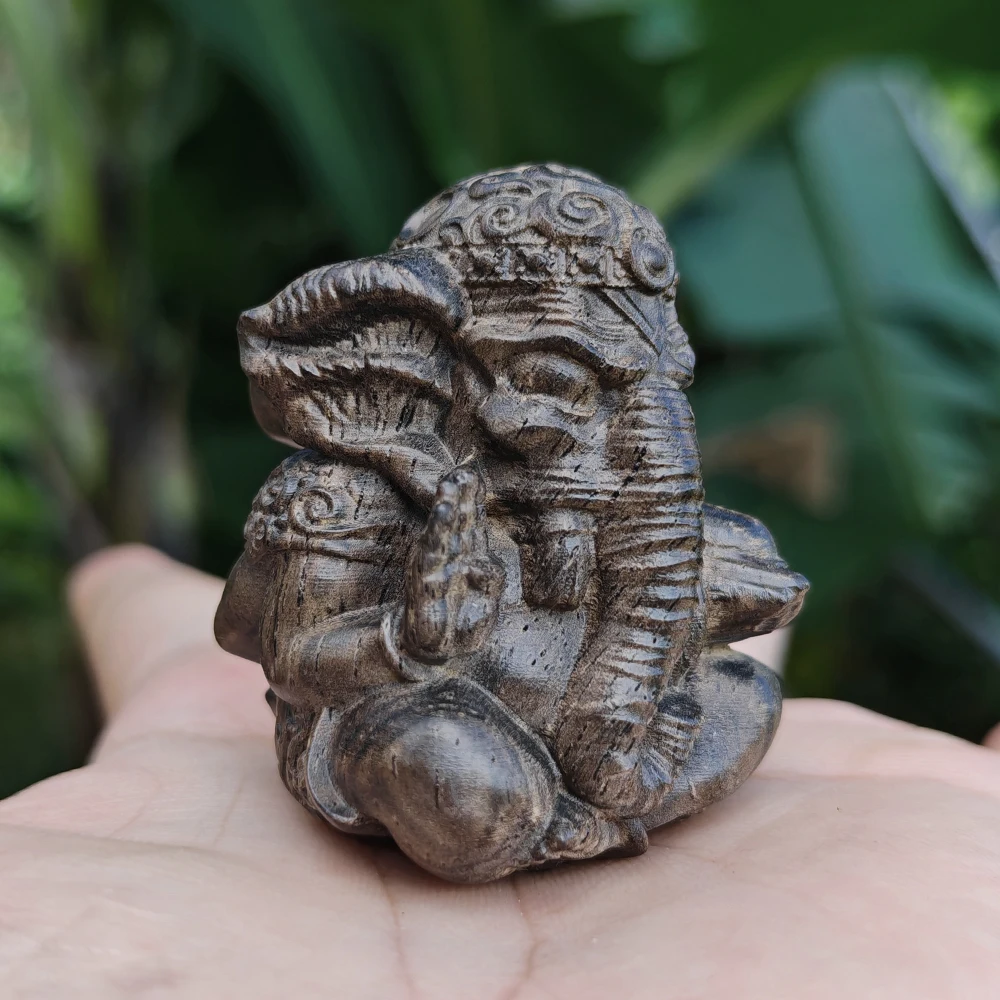 1.8 Inch Hand-Carved Wooden Ganesha Figurine Ornament, Ethnic Style, Traditional Style, Suitable for Office, Living Room, Study, Men's Gift, Fireplace, New Year's Gift, Back-to-School Season Gift