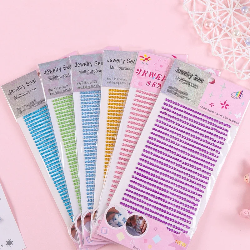 6 Sheets Random Color Acrylic Rhinestones Stickers Self Adhesive DIY Diamond Decor Scrapbooking Stationery Sticker