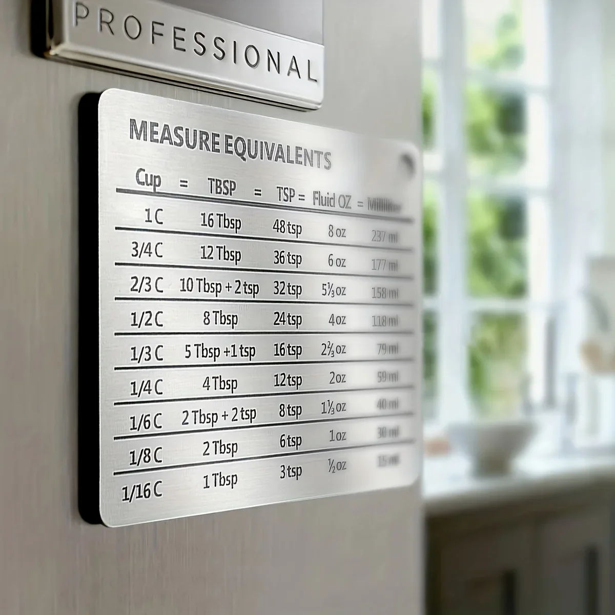 Magnetic Scale PlateMagnetic Kitchen Conversion Chart -  Conversions for Cups, Tablespoons, Teaspoons, Fluid Oz and Milliliters