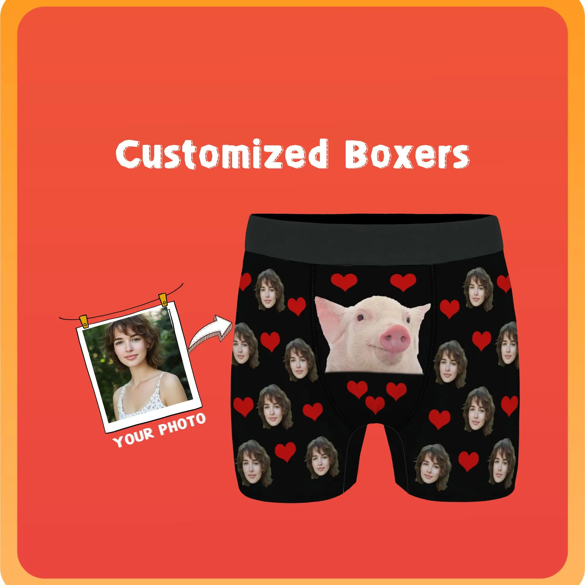 Custom Face Spoof Pig Panties with Custom Photo Funny Underwear with Faces for Valentine's Day Gifts Sexy Playful Prank Gift
