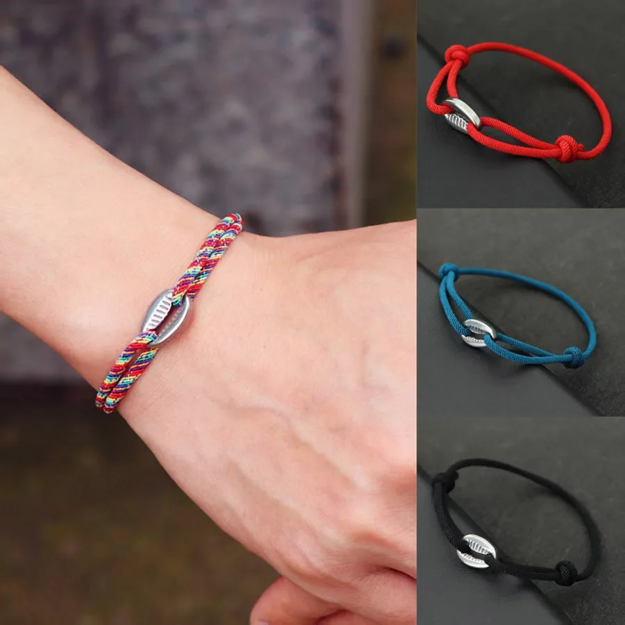 Einfache Shell Milan Seil Armband Männer Frauen Schiebe Einstellbare Handgewebte Viel Glück Roten Armband Paar Strand Surfen Zubehör