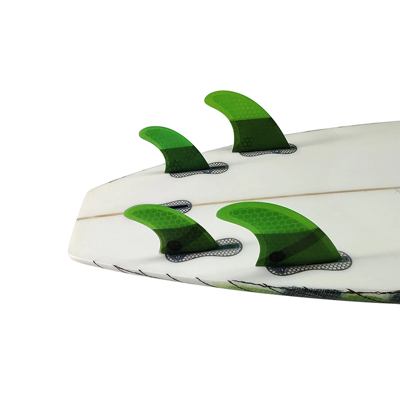 Surfboard Double Tabs 2 M+GL Size Quad Fin Set Surfboard Fiberglass Honeycomb Green Color Double Tabs 2 Fin Sup Accessories