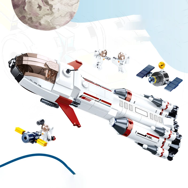 Space Station Saturn Rocket Shuttle Satellite Astronaut Figure Man Building Blocks City Bricks Games Children Toys Gifts