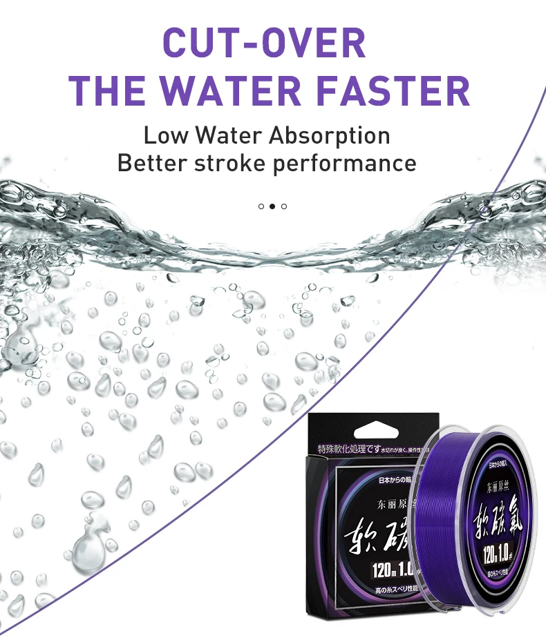 Zukibo toray weiche Flouocarbon-Beschichtung lila Nylon Angelschnur haltbare Mono filament schnur frisch/Salzwasser Japan sinkende Schnur – Detail 7