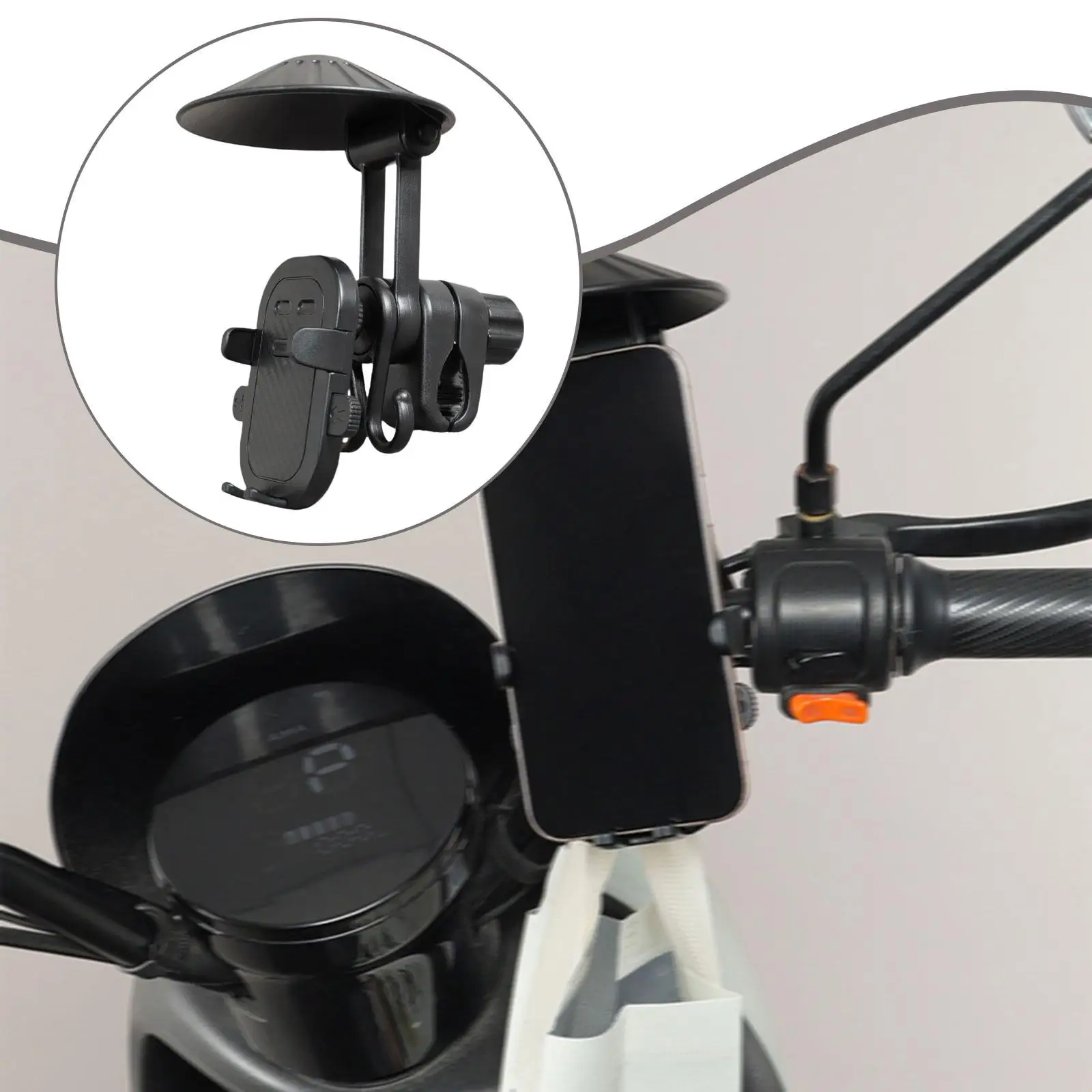 

Stable Bike Phone Mount Rainproof Mobile Holder 360 Rotation with Hook for Strollers E Bikes and Bicycles