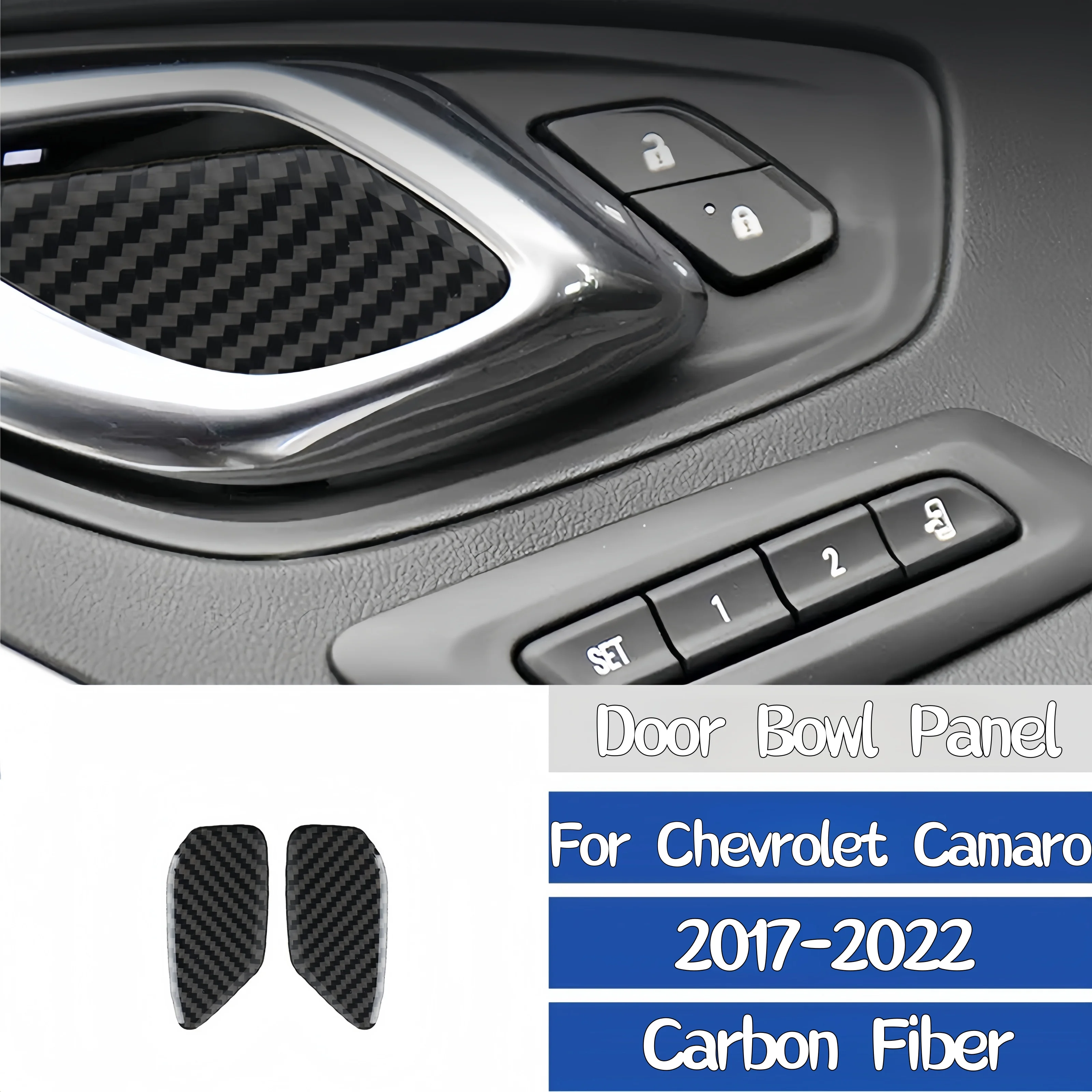 

For Chevrolet Camaro 2017-2022 Car Accessories Carbon Fiber Interior Auto Inner Door Bowl Panel Trim Cover Decorative Sticker