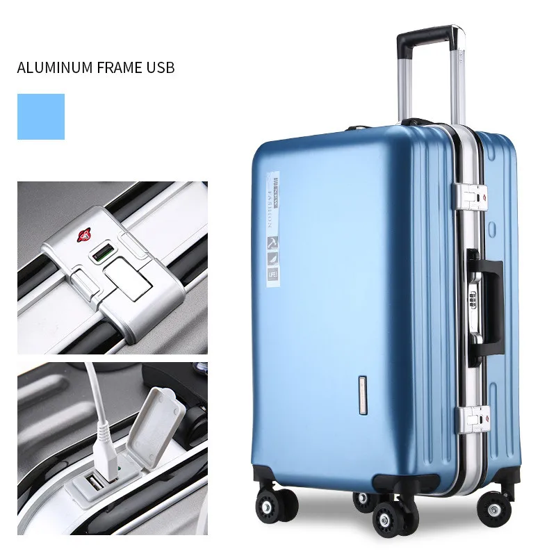 2023 Trolley Case Vrouwelijke Koffer Wielen Boarding Studenten Koreaanse Versie Van De Koffers Mannelijke Aluminium Frame Bagage