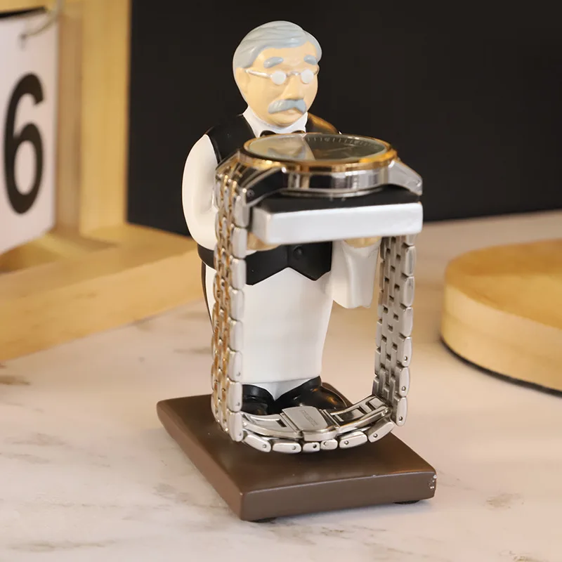 Cartoon Creative Old Butler Watch Stand Resin Home Decorations Watch Display Stand Vertical Desktop Toy Children's Hand-made Toy