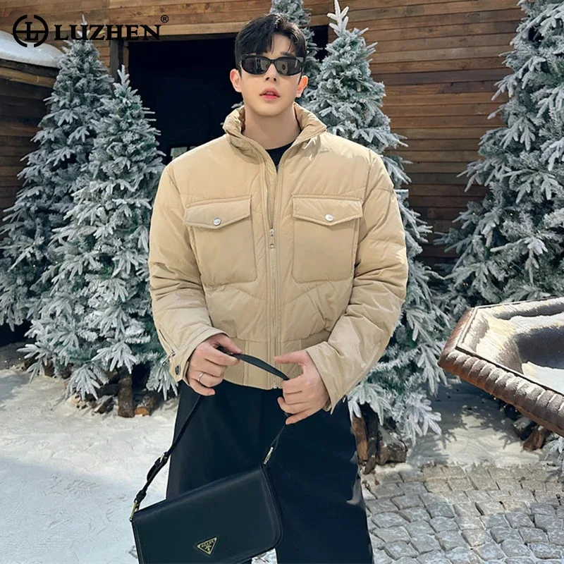

LUZHEN модные короткие мотоциклетные хлопковые пальто с украшением на молнии, корейский дизайн с подкладкой, универсальные оригинальные мужские стеганые куртки JY4703