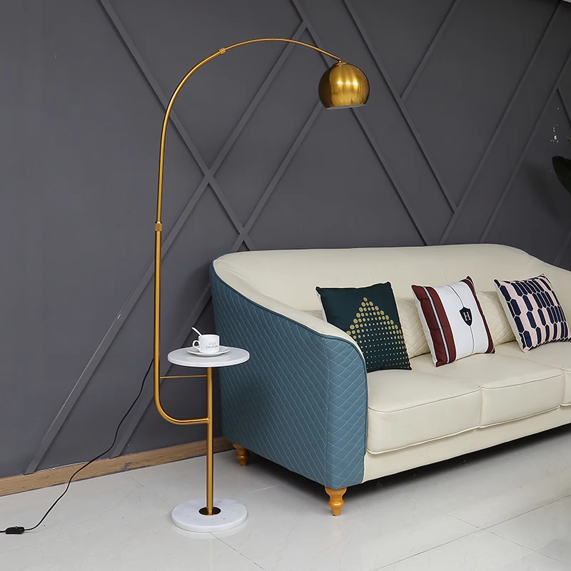 

Modern Fishing Floor Lamp With Plate Nordic Living Room Ceative Study Bedroom Bedside Tea Vertical Marble Floor lamp