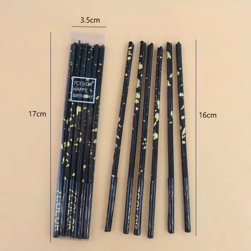 6pcs Long Children\'s Candles For Decorative Birthday Surprises Cake Wedding Tables Candle Black Halloween Centerpieces Candle
