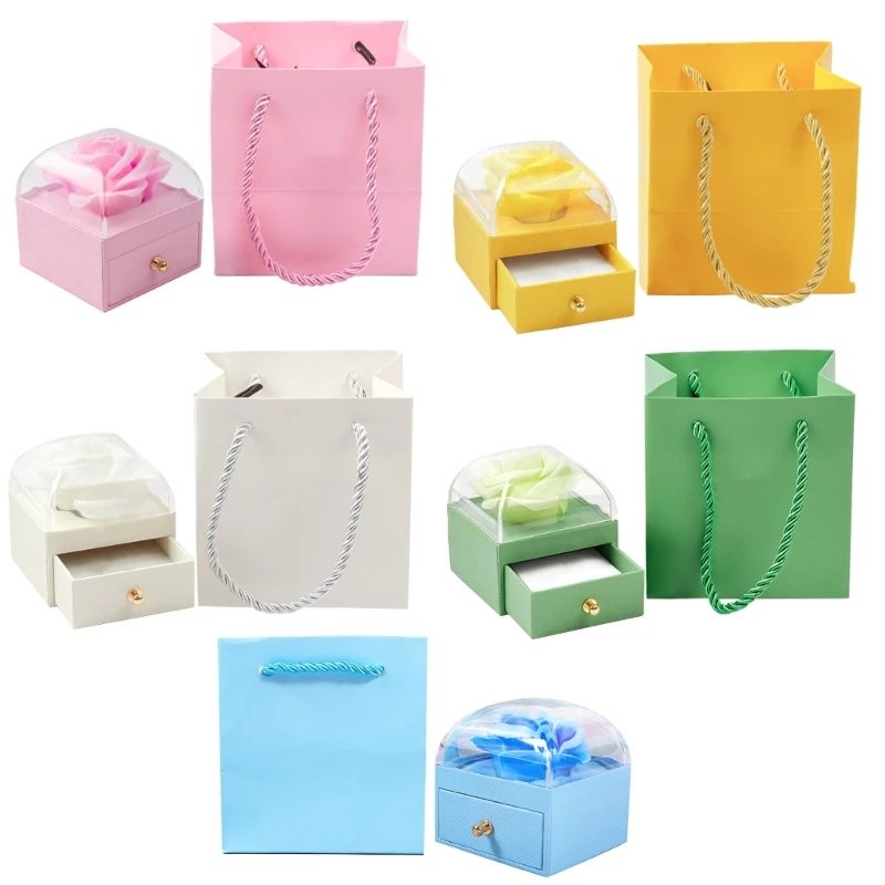 Necklace Display Box Simulated Rose Flower Storage Case for Rings Engagement Rings Case Practical Box Decorations Dropship