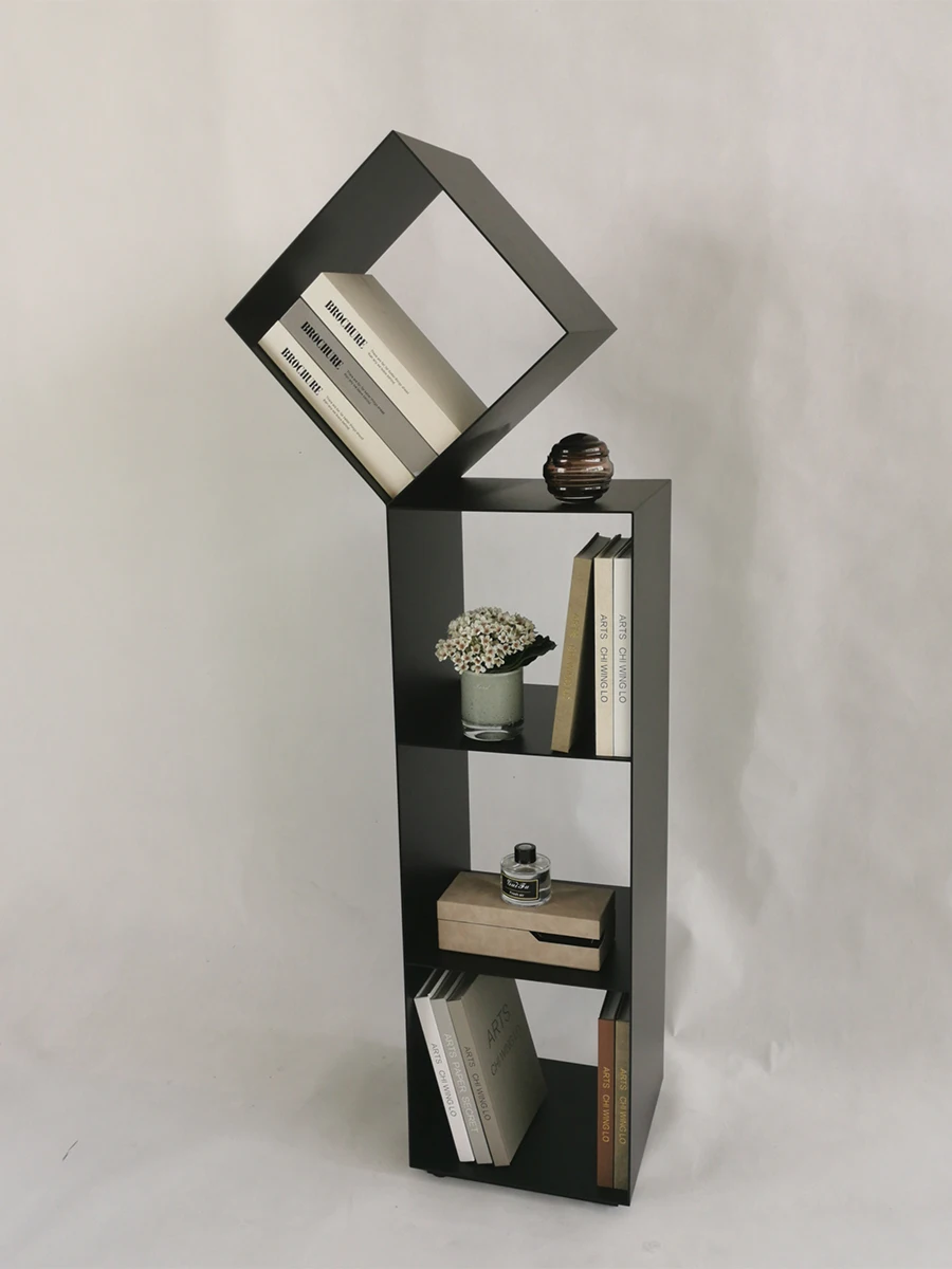 Personalizado Art Bookshelf Pavimento ao armário do teto, cremalheira minimalista do armazenamento, tridimensional