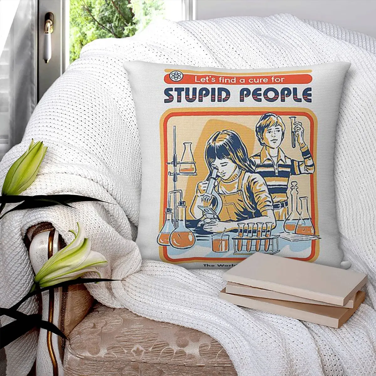 A Cure For Stupid People Square Pillowcase Pillow Cover Polyester Cushion Decorative Comfort Throw Pillow for Home Living Room