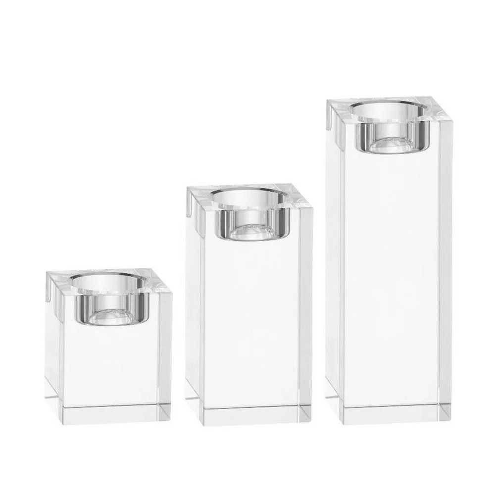 

Crystal Candlestick Cube Transparent No Bubbles Smooth Romantic Candlelight Dinner Wedding Table Decoration 5x8cm