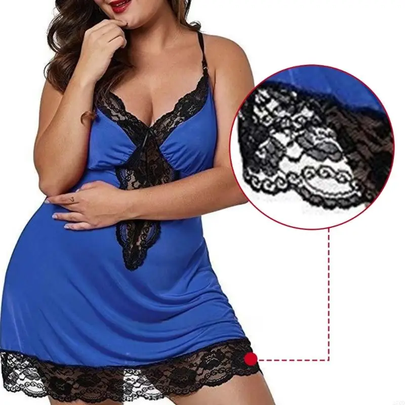 V Neck Chemise Nightdress With Breathable Fabric Delicate Lace Accents Women’s Sleepwear Lounge Outfit