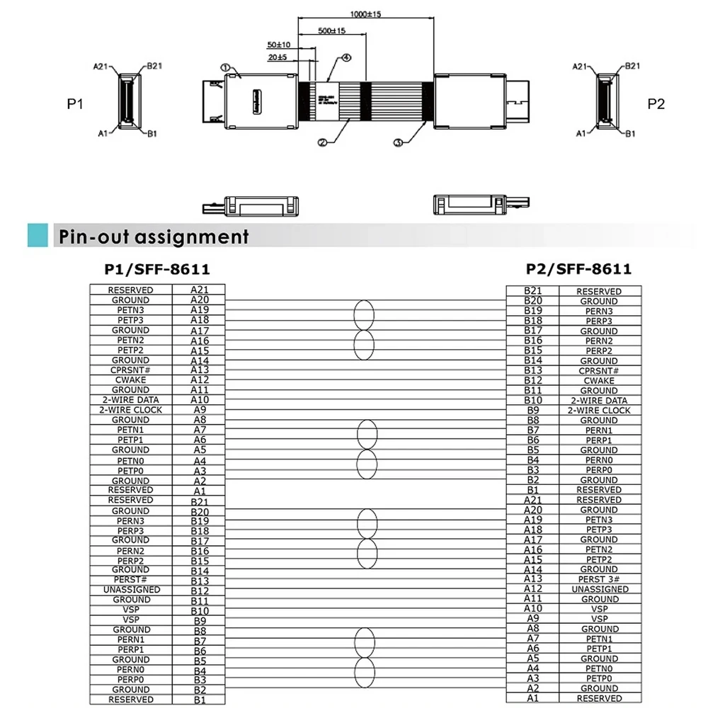 PCIe Oculink SFF-8611 4I к SFF-8611 4I Mini SAS HD-кабель длиной 50-200 см, высокоскоростной кабель передачи данных для серверов/складушек