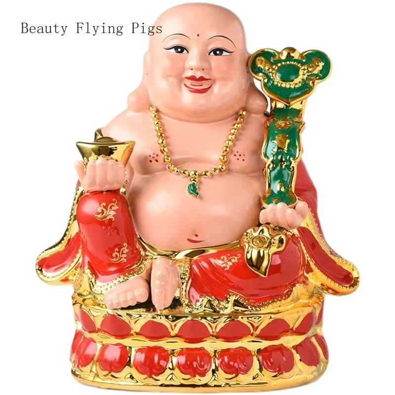 Imagem -04 - Maitreya-cerâmica Buddha Estátua Acessórios de Decoração Grande Barriga Rindo Buddha para Sala de Estar