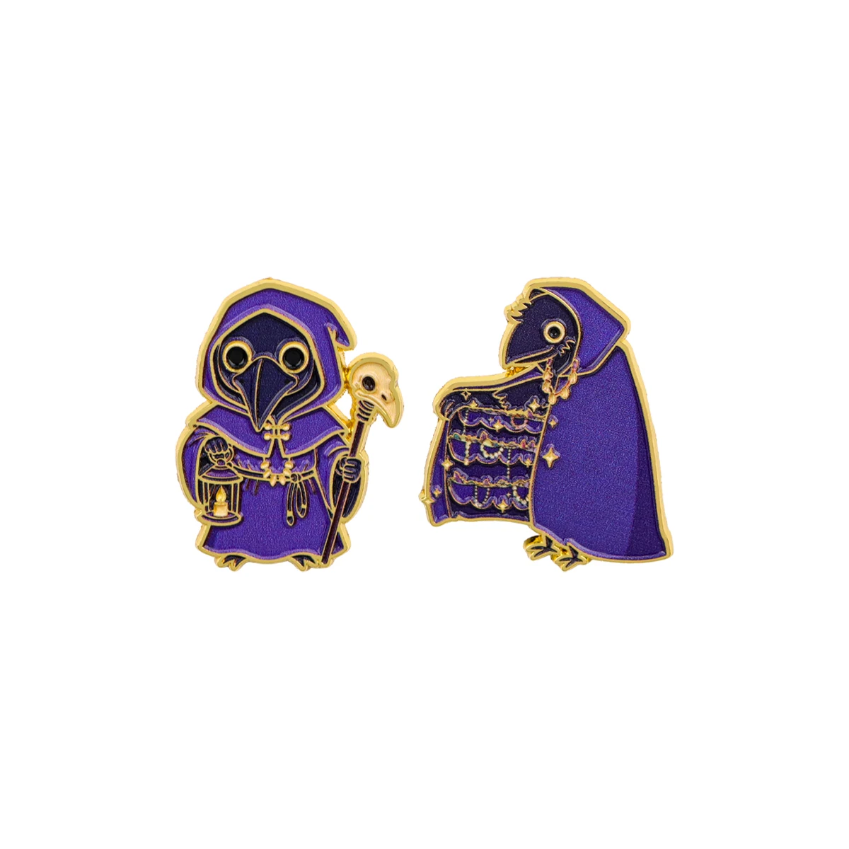 2pcs Purple Wizard Crow Doctor Enamel Lapel Pin Gothic Punk Brooch Badge Jewelry Clothes Backpack Decor Accessory Gift view 6