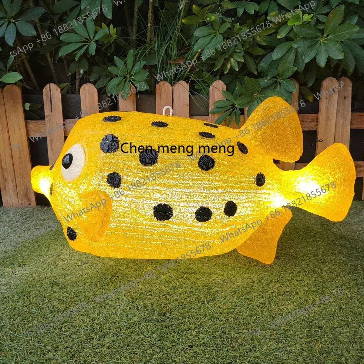 Pufferfish - Yellow Outdoor Campground Patio with Lighting Animal Ornament
